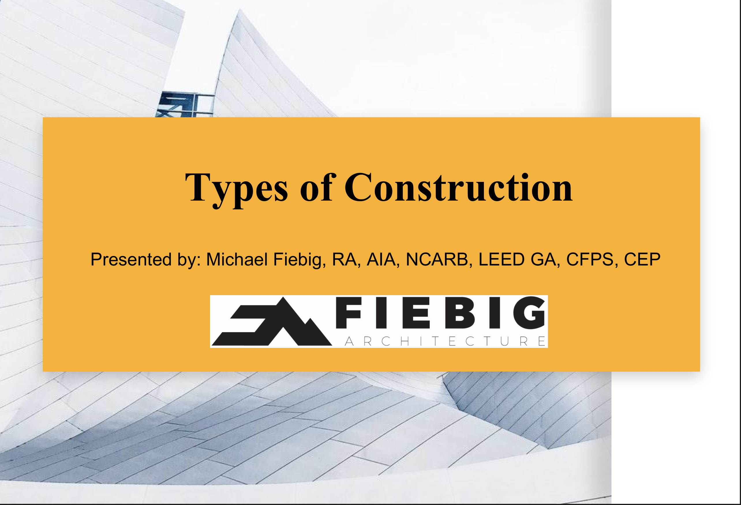 Types of Construction in the IBC Fiebig Architecture